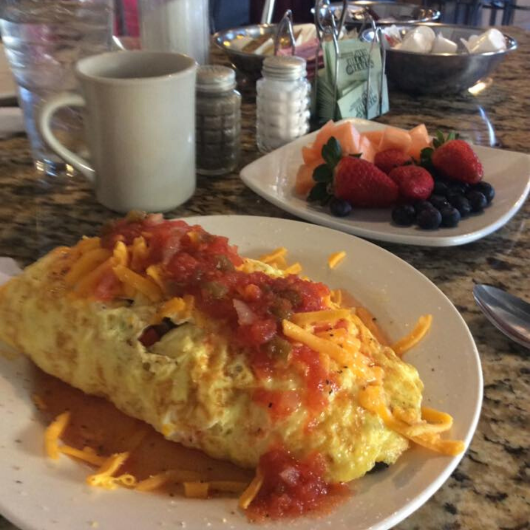 omelet and fruit